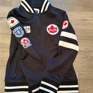Kids Black Canada Patch Bomber Jacket